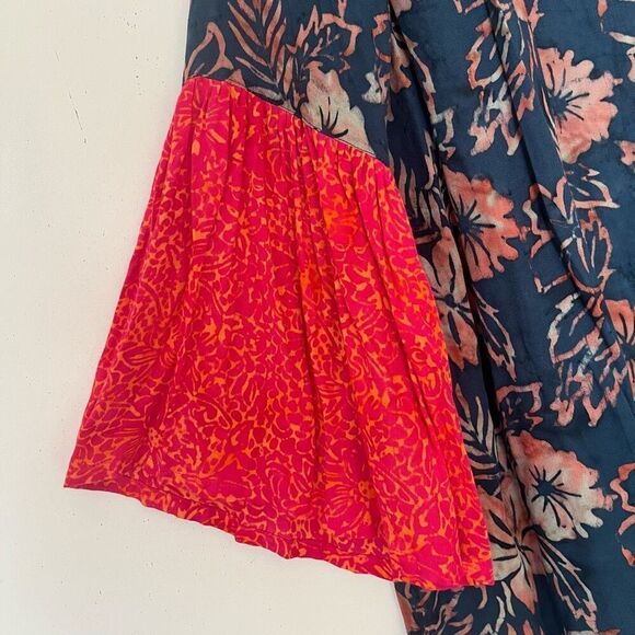 Soft Surroundings Rayon Kimono Top XS Bell Sleeve Floral Hibiscus Colorful Boho - Picture 2 of 8